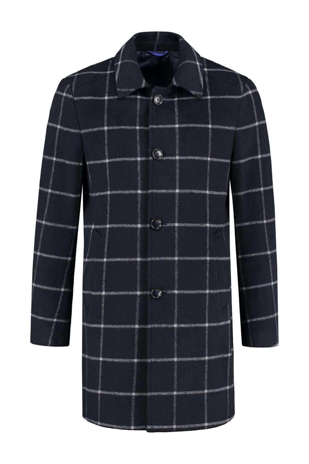 Navy Check Overcoat | GENTS